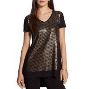 Chico's Brown Sequin Relaxed T-Shirt